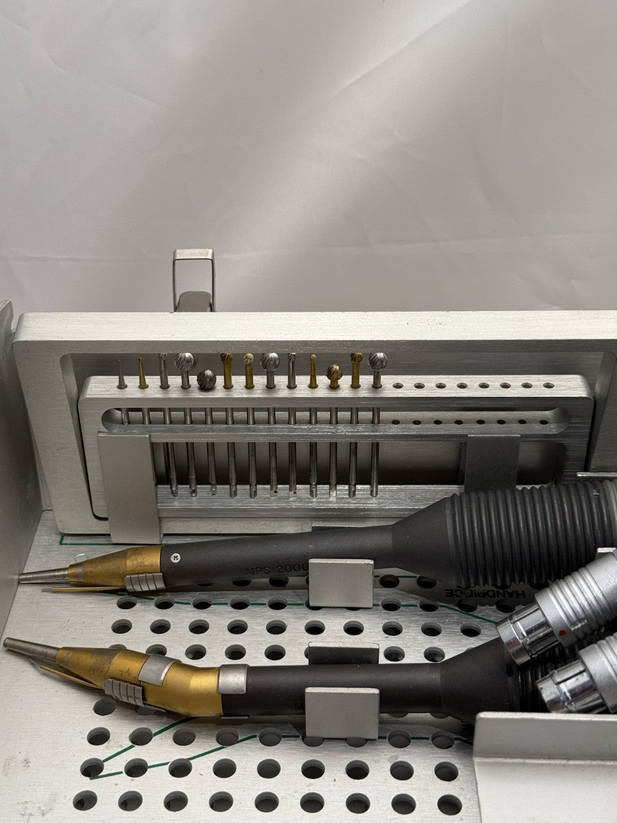 Xomed Surgical Handpiece Set - 33-27100 and 33-27500 w/ Bur Rack, Hoses, & Case