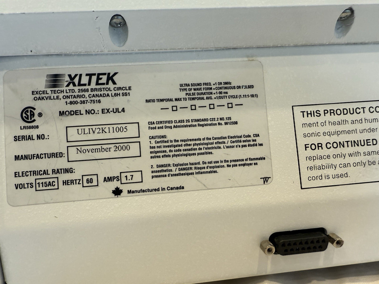 EXCEL ULTRA IV Ultra Sound Model EX-UL4 With Accessories | Excellent Condition