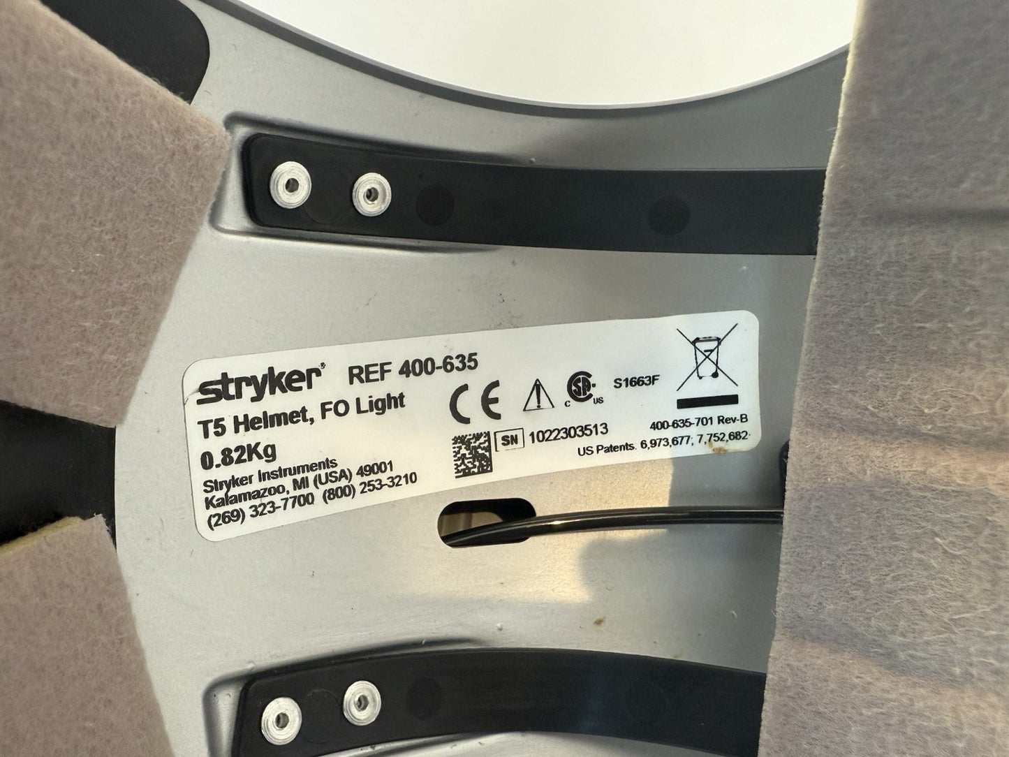 Stryker Surgical Helmet w/ Light PPE T5 0400-635