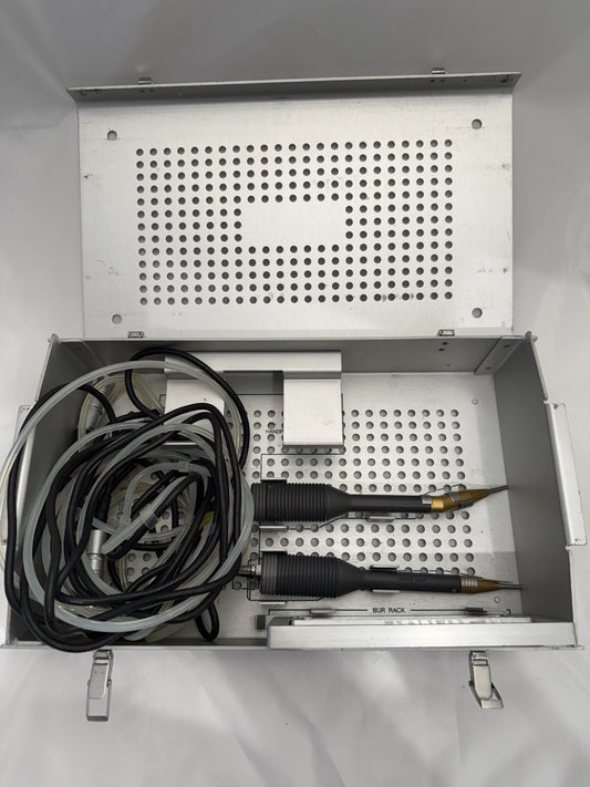 Xomed Surgical Handpiece Set - 33-27100 and 33-27500 w/ Bur Rack, Hoses, & Case