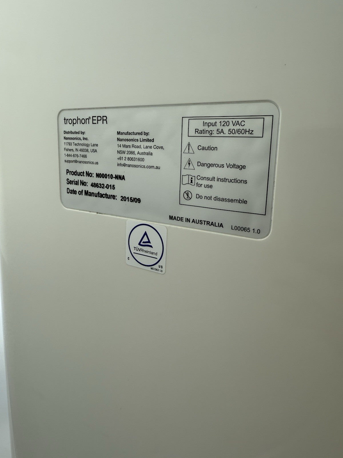 NanoSonics Trophon EPR High Level Disinfection System N00010